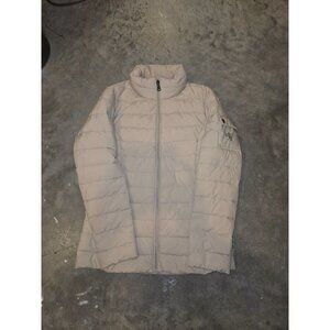 Lauren Ralph Lauren Jacket Womens XS Beige Stretch Patch Pocket Puffer Tan